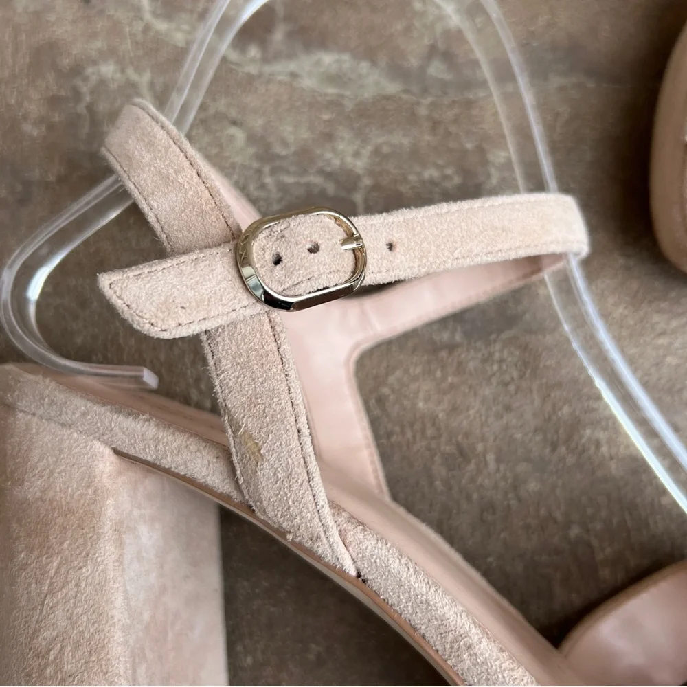 KATE SPADE Delia Platform Sandal Nude Suede  Sz 8.5
